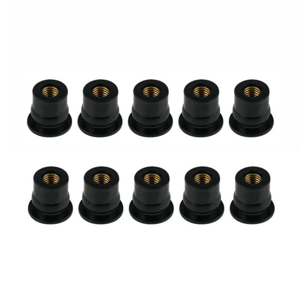Damper Panel Nuts Fixing 6mm Replaces Replacement 10PCS / KIT Rubber + Brass
