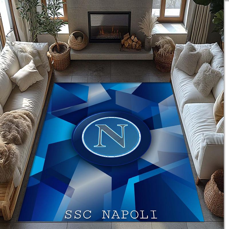 Napoli FC Soccer Football Pattern Soft Area Rug Non Slip Indoor Floor Carpet Sports Decor Mat for Bedroom