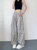 Large Size Overalls Women's Autumn Loose and Thin Cool Sa Style Casual Pants Drape Wide Leg Pants Elastic Drawstring Waist Casual Pants