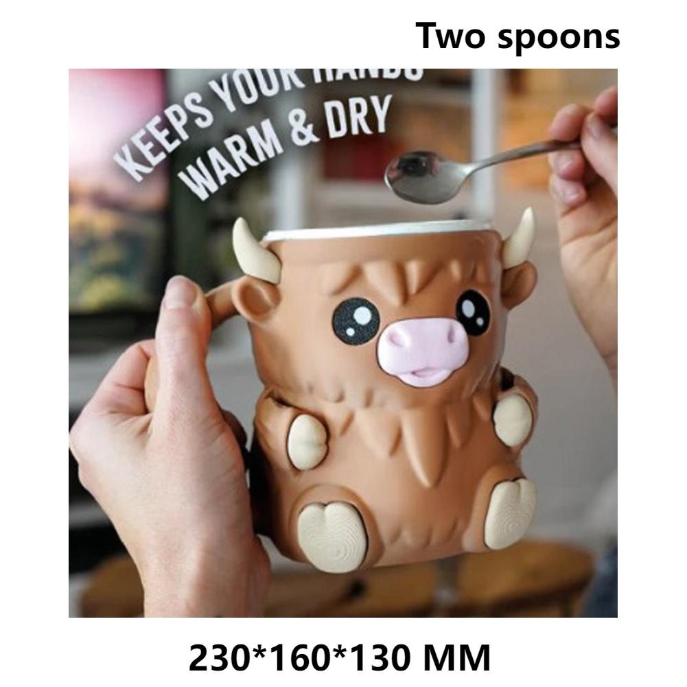 3D Printed Ice Cream Pint Holder Cute Cartoon Animal Water Mug Creative Cow Pattern Ice Cream Containers Kitchen Tools