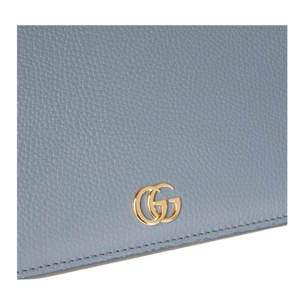 Gucci Double G Metal Logo Leather Shoulder Bag Women Shoulder Bag Light-Blue Beige 497985-AAE5F-1642
