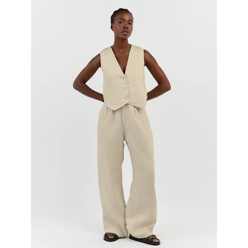Sleeveless V-neck Vest Pants Set Casual Sleeveless V-neck Vest Solid Trousers Set