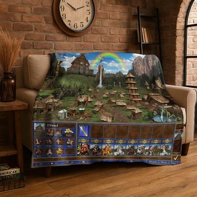 Retro Heroes of Might and Magic Karten-Spiel Flanell-Decke Weiche Warme Überwurfdecke für Schlafzimmer Wohnzimmer Bett Reise Picknick