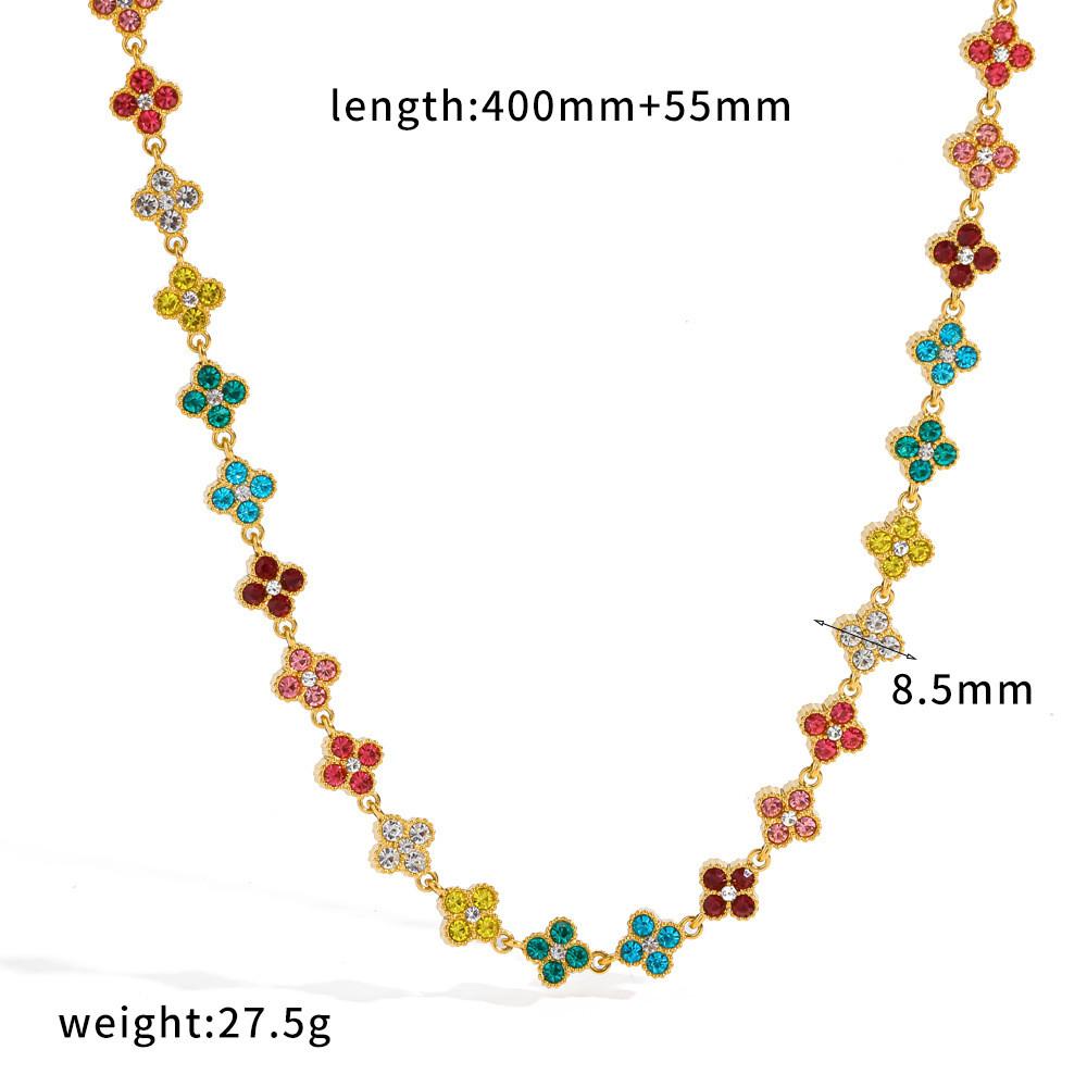 Four Leaf Clover Necklace And Bracelet Set With Zirconia And Stainless Steel For Elegant Casual Wear