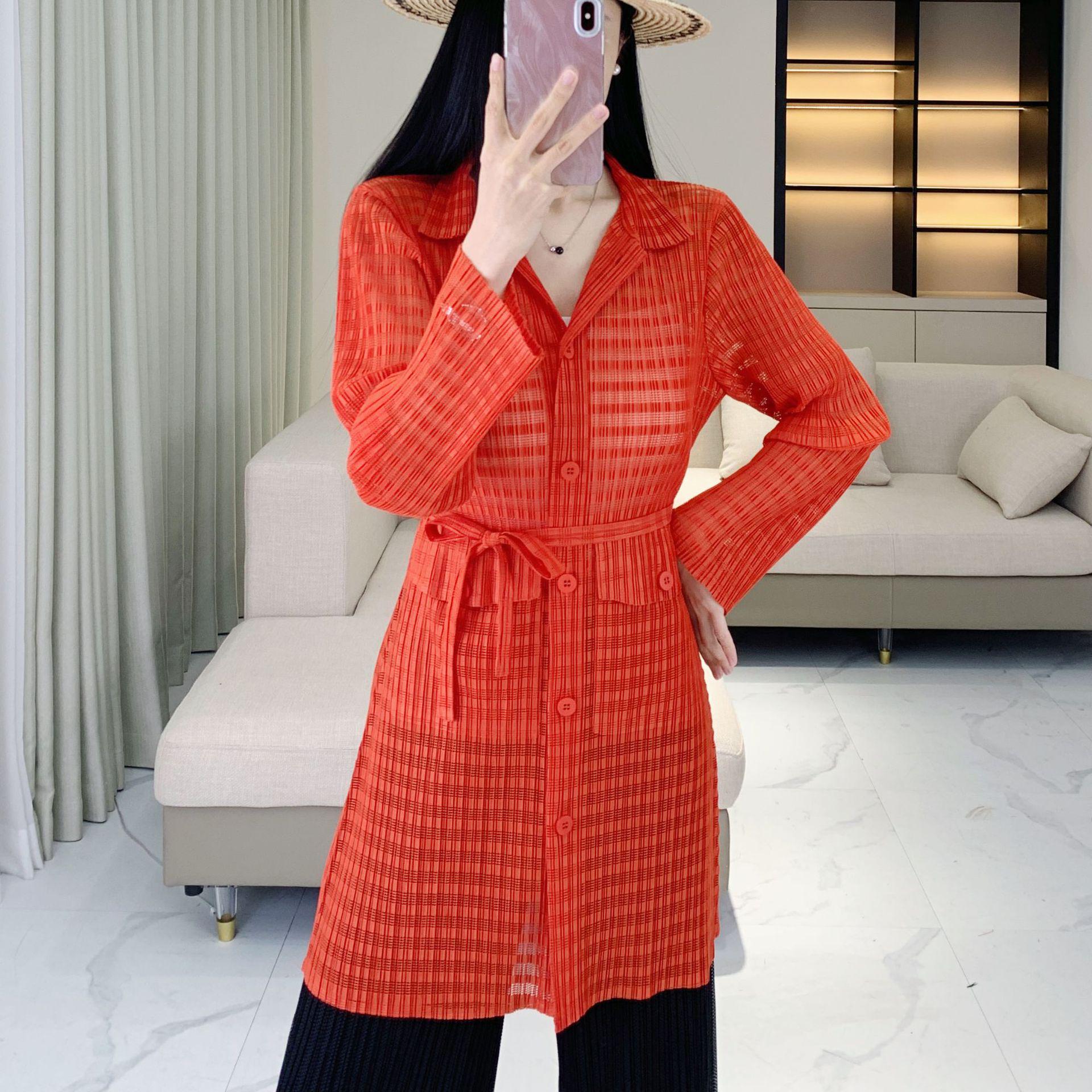 

2025 Spring/Summer Women s High-End Pleated Cutout Long Sleeve Cardigan Jacket One Size [45-75kg] помаранчевий
