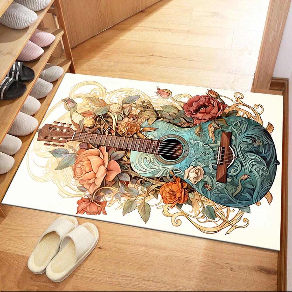 Guitar Art Abstract Floor Mats for Living Room, Bedroom and Room Decoration Are Suitable for Gifts.