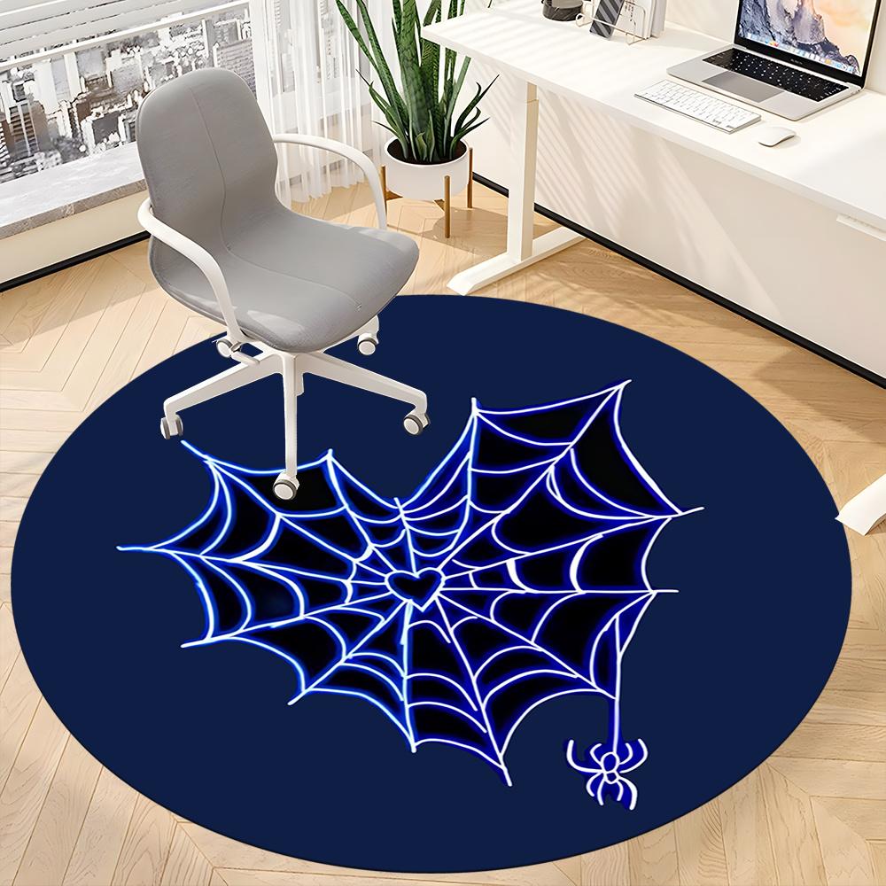 1pc Spider Web Office Round Area Rug, Indoor Mat Suitable ForOffice, Under Office Chairs Bedroom Living Room Home Decor, Room Decot009