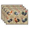 Watercolor Floral Placemats Set of 4 Blue Yellow Poppy Flowers Washable Non-Slip Heat Resistant 12×18 Inch Spring Summer Seasonal Linen Fabric Table M