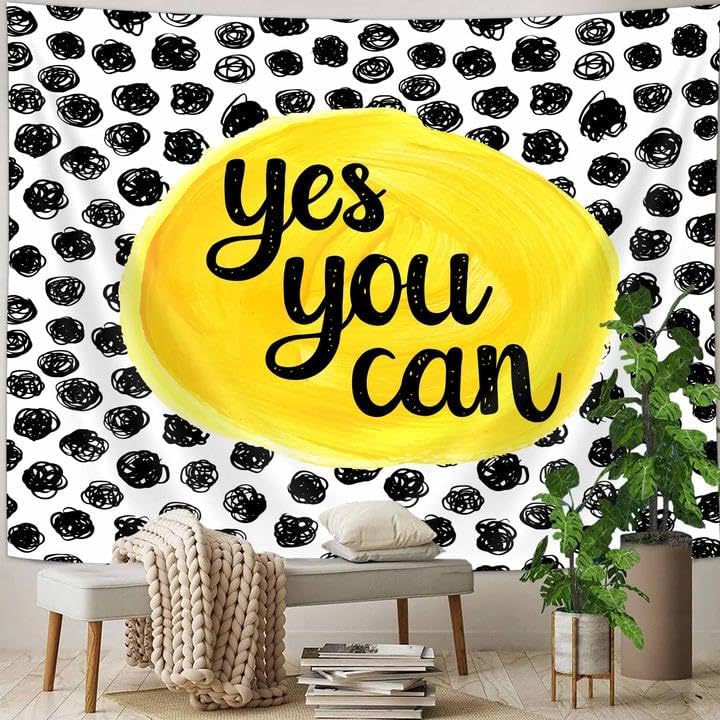 Uokiuki Inspirational Motivational Quote Tapestry, Educational Tapestry for Kids Teen Student, Yes You Can Tapestry Wall Hanging 100X70CM