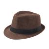 Men's Summer Straw Fedora Sun Hat - Outdoor Sunshade Beach Bowler Hat