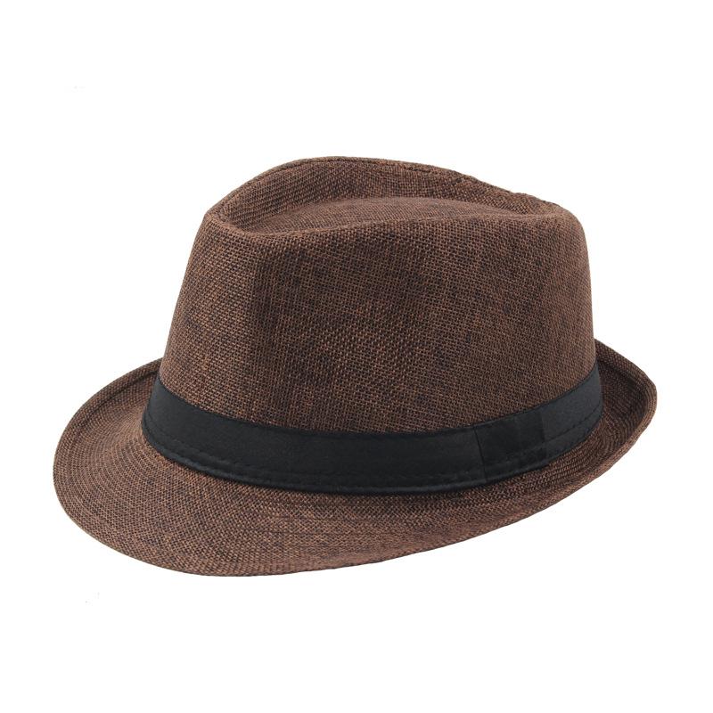 Men's Summer Straw Fedora Sun Hat - Outdoor Sunshade Beach Bowler Hat