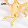 Gold Horse Brooch Faux Pearl Lapel Pin Chinese Zodiac