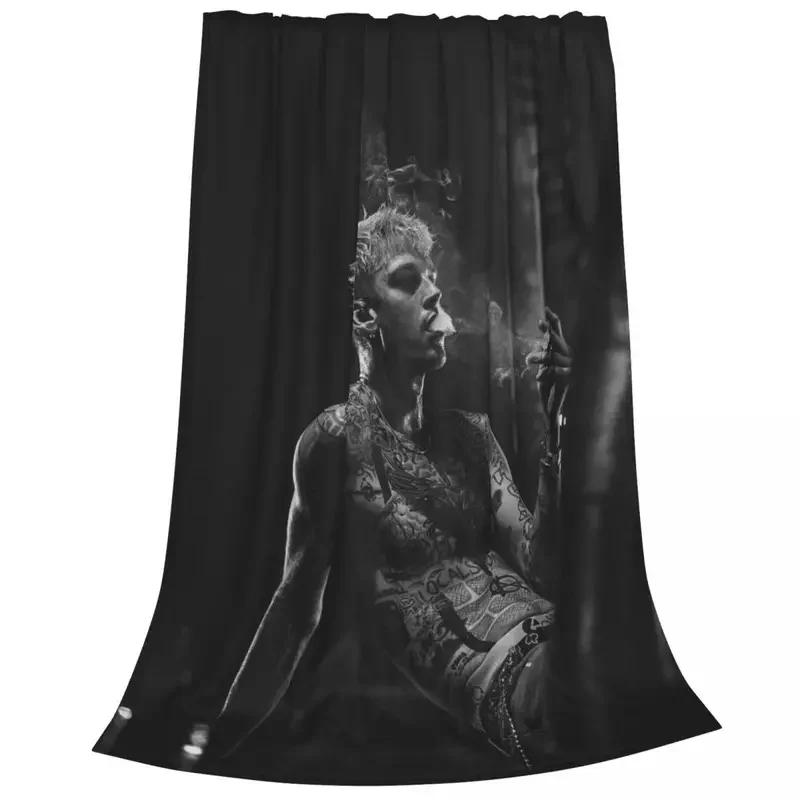 Machine Gun Kelly Mgk Rapper Blanket Flannel Spring Autumn Multi-function Thin Throw Blankets for Bedding Car Bedding Throws