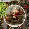2D Flat Rustic Aluminium Christmas Sign - Navidad Figurine Ornaments with Santa Claus Pattern - Ideal for Front Door, Wall, Porch, Fence Decor