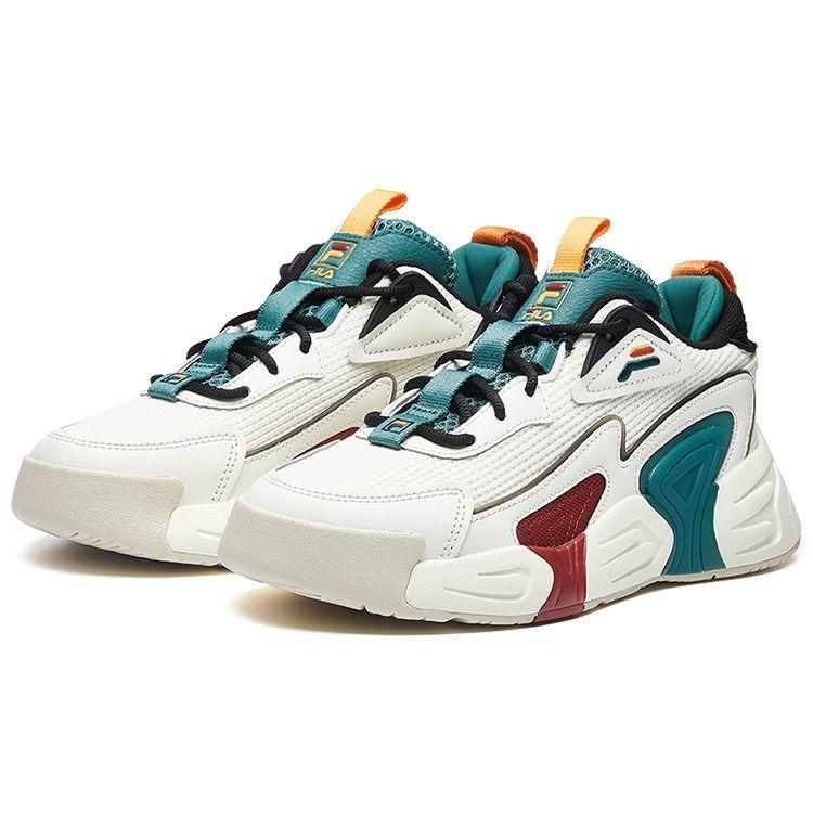 Fila Swarm Fabric Retro Color Block Casual Comfortable Low Top Retro Basketball Shoes Men Sneaker Red White Green F12M034124FSG