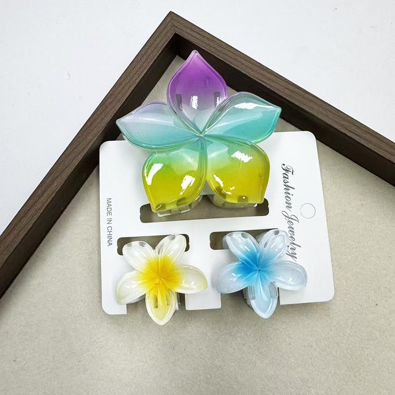 Sada skřipců do vlasů s frangipani: Květinové vlasové doplňky s imitací mramoru pro módní svátky