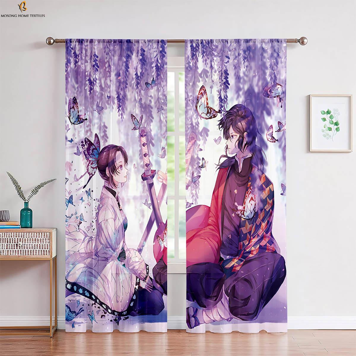 

Горячие аниме японские комиксы принтованные шторы подходят для детской комнаты спальни гостиной кухни декоративные шторы W50xH130(CM)x2PCS&Rod pocket