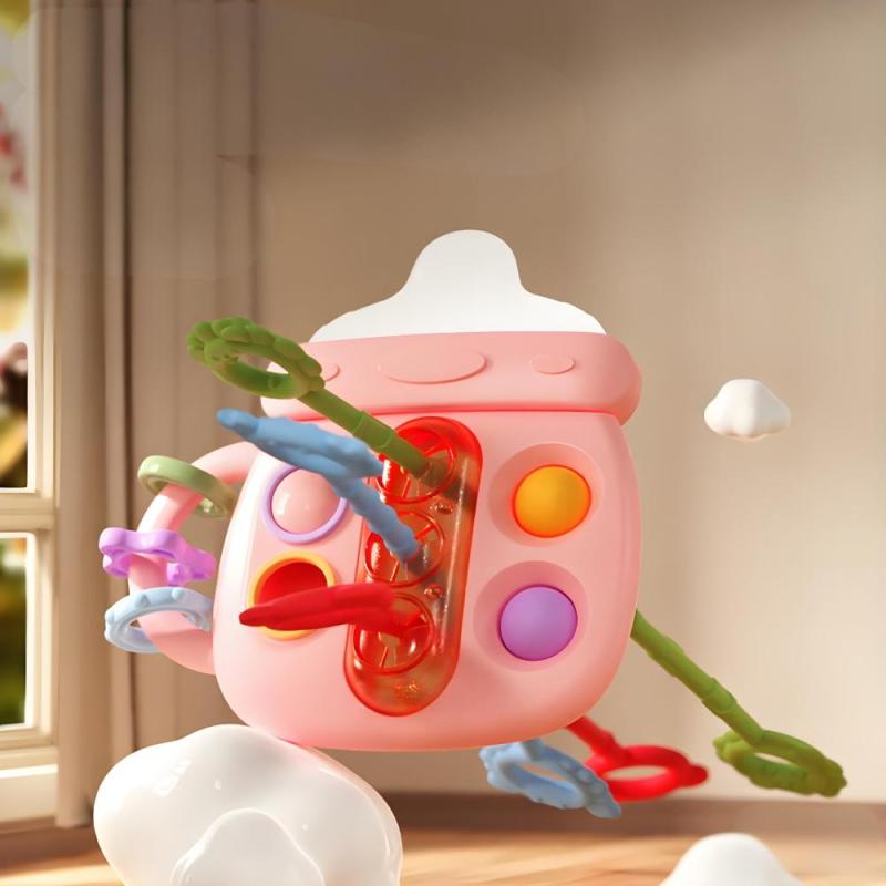 

Детские игрушки Монтессори для сенсорного развития, развивающие игрушки для обучения хватанию пальцев, развивающие игрушки для раннего развития, прорезывания зубов, без бисфенола-А, для детей от 1 до 3 лет розовый