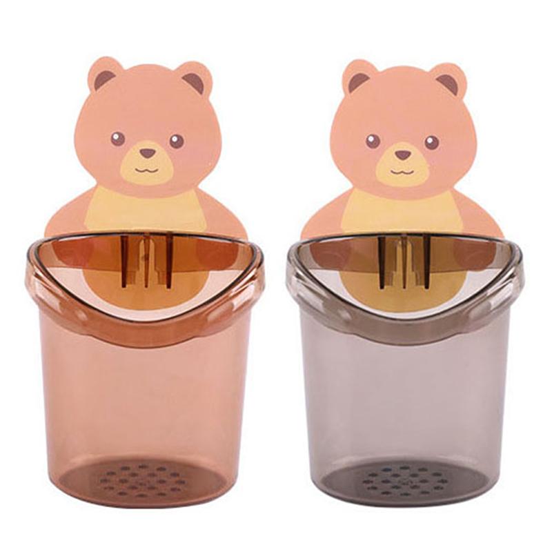 Suport de Periuțe de Dinți Montat pe Perete Ursuleț de Pluș Raft de Depozitare Cupă Accesorii de Baie