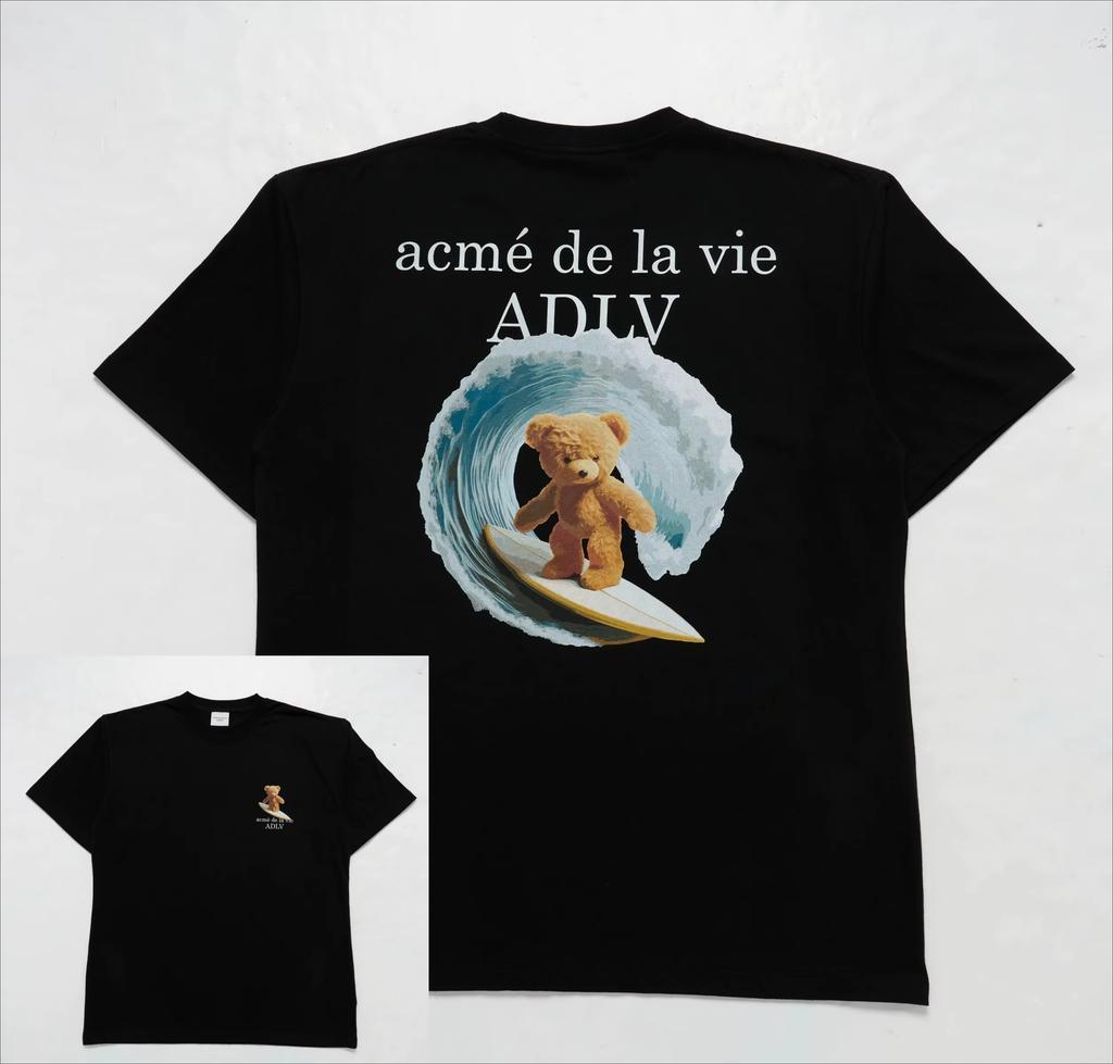 Corea ADLV Estate Y2k Nuovo Stampa Orso Cartone Animato Moda Versatile Donna Casual Coppia Manica Corta Unisex Maglietta Tendenza