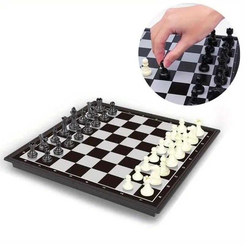 1pc Foldable Magnetic International Chess Set With Plastic Chessboard Board Game , Ideal Tabletop Game For Family, Gathering