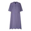 V Neck 3/4 Sleeve Linen Cotton Midi Dress 3 Front Buttons Loose A Line Dress With Dual Side Pockets Breathable Casual Spring Oversized Flowy Sundress