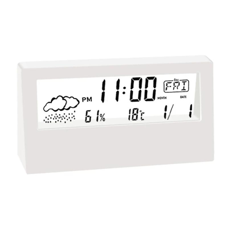 Temperature & Humidity Clock, Creative Weather Display, Electronic Alarm Clock, Desk Decoration, Living Room & Bedroom Clock