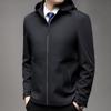 Spring and autumn mulberry silk hooded jacket men's jacket short middle-aged dad wear business casual top thin hooded