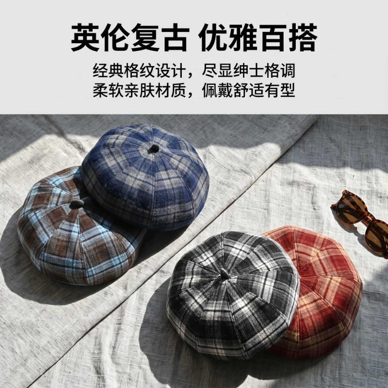 Women S Artistic Plaid Beret Japanese Style Autumn Winter Sweet Fashion Hat