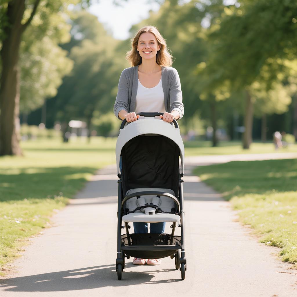 Travel Stroller, Lightweight Pushchair, Compact Buggy with Canopy, Basket and Multi-Position Recline, Light Grey