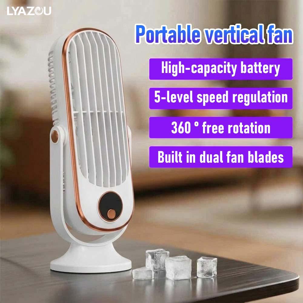Portable Dual-Motor USB Desk Fan with Rapid Cooling, Multifunctional Five-Speed Cold Air System