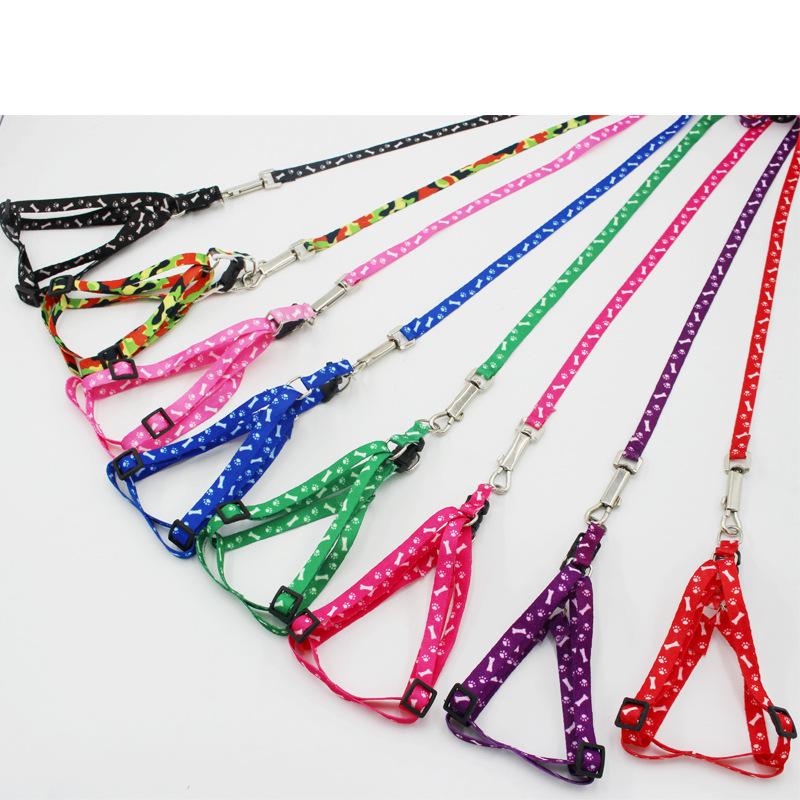 Pet Leash & Harness Set with Bone Print for Dogs & Cats