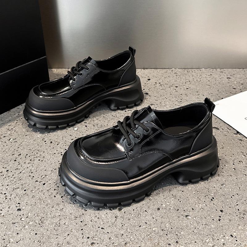 Platform Loafers Women's 2025 Spring New Leather Women's Shoes British Style Small Leather Shoes Muffin Versatile Thick Heel Single Shoes