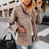 Dames Omgeslagen Kraag Lange Mouwen Losse Pasvorm Casual Utility Jas Elegante Pendelaar Buitenjas