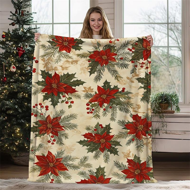 Christmas Geometric Theme Digital-printed Polyester Velvet Flannel Soft Sofa Cover Blanket Fleece Sofa Cover Blankets for Beds