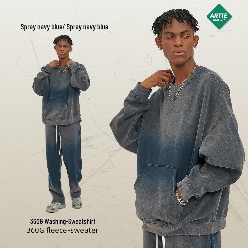 ARTIE Men's 2023 Fall/Winter Spray-Dyed Washed Sweater & Pants Set