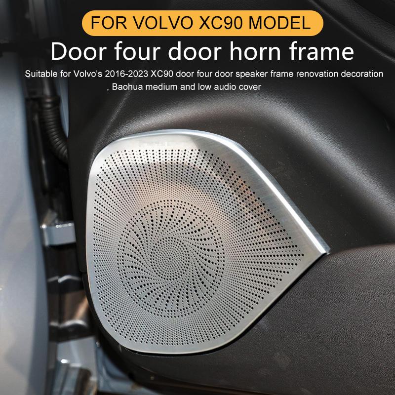 Für Volvo XC90 Türschallhaube Metall Hoch und Tief Vier Tür Lautsprecher Panel Dekorationssatz Autozubehör 2015- 2024 2025