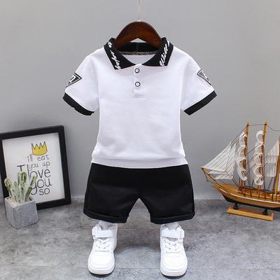 Boy's Summer Suit New Kids Summer Clothes Boy's Summer Letter Lapels Short Sleeve Two-piece Set