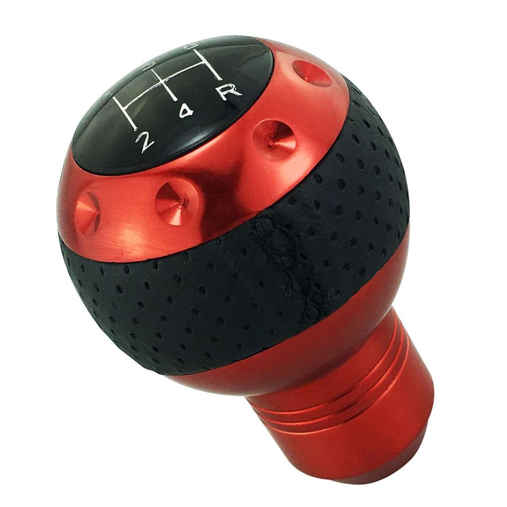 Abfer Manual Shift Universal Car Gear Stick Shifter Head for Automotive Interior and 5-Speed Knob, (Black Red)