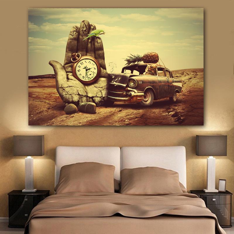 

Canvas Painting Wall Decor Classic Art Salvador Dali Hand, watch, car, pineapple ,parrot Prints Posters Wall Art For Living Room No Frame