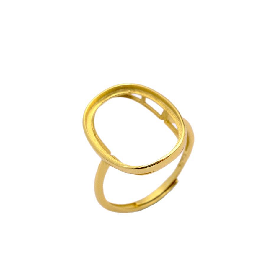 Gold-Plated S925 Sterling Silver Adjustable Open Ring with Hollow Filigree Design