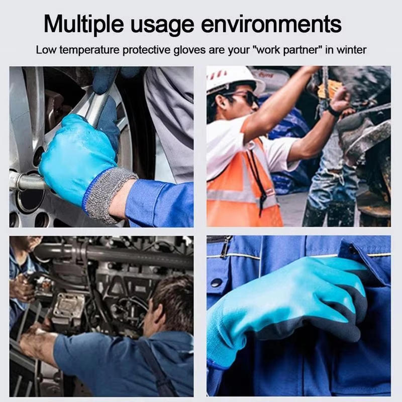 Winter Waterproof Work Safety Thickened Thermal Gloves Anti-Slip Grip Rubber Garden Gloves For Worker Builder Hands Protection
