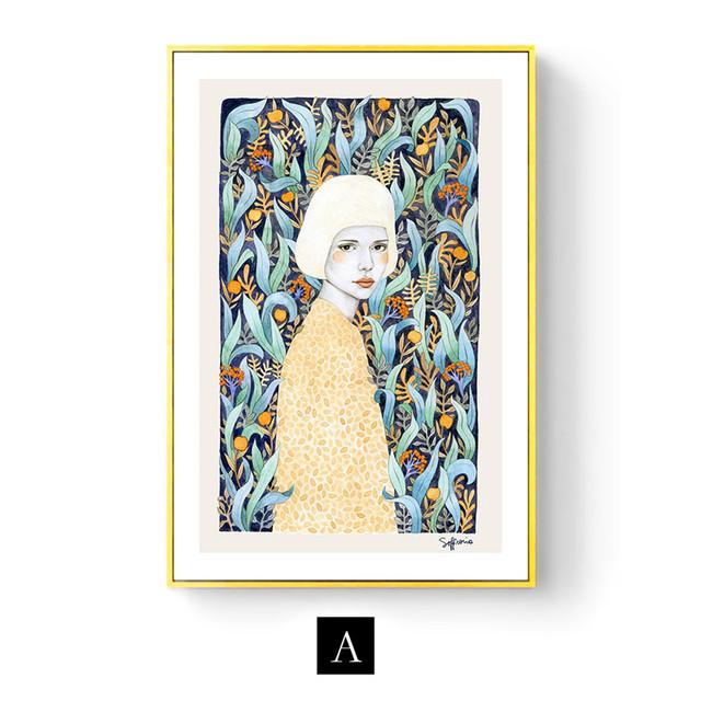 

Скандинавский абстрактный цветок, женская картина на холсте, зеленые растения, настенный художественный постер и принт, современная мода, домашний декор для спальни для девочек 21cm×30cm No Frame