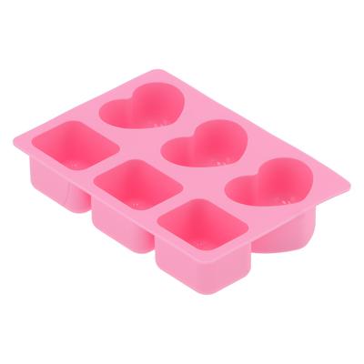 6-Gitter Herz Rechteckige Form Kuchenform Silikon Seifenform Backwerkzeug für Heimküche Bäckerei