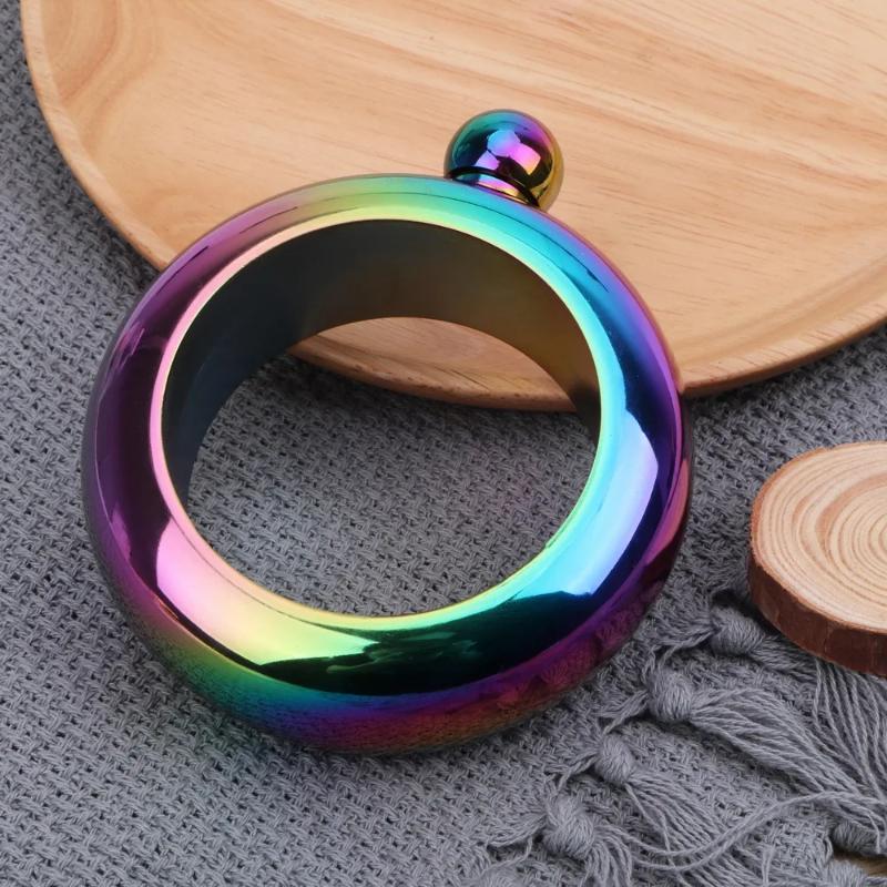 3,5 oz Doplňky k nápojovému sklu na whisky, vodku, alkohol, kulatá elegantní placatka, náramek, elegantní náramek ve tvaru láhve na víno, placatka