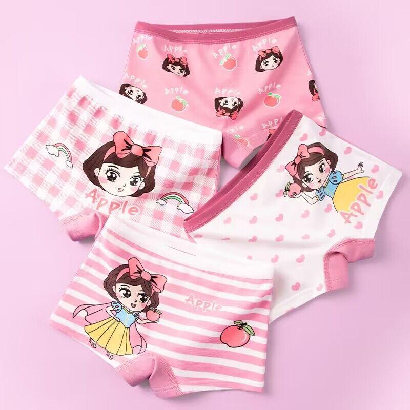 4pc/lot Girls Cotton Underwear Boxers Pant Soft Comfortable Cute Girls Underwear