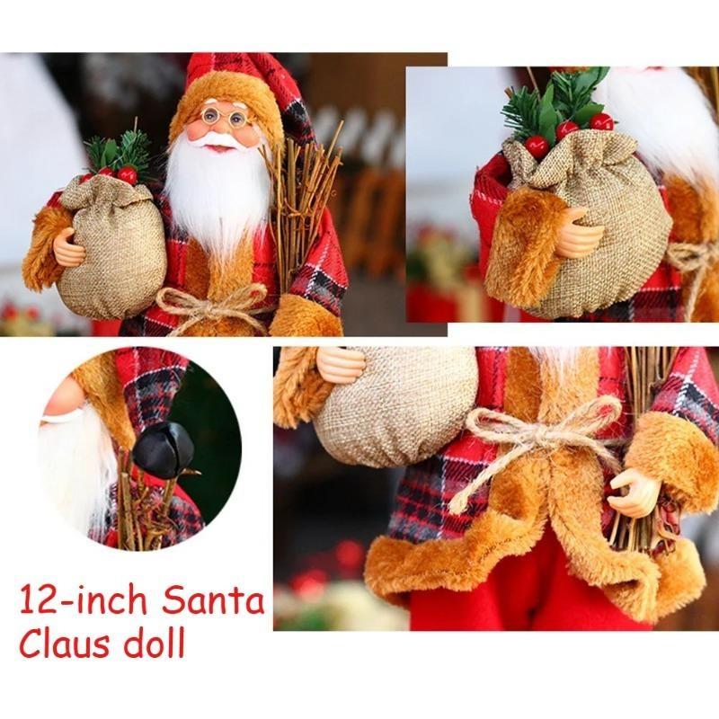 Christmas 12-inch Santa Claus Figurine Standing Santa Claus Doll Gift Christmas Decoration
