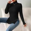 Women's Sexy Sweater Autumn Winter Turtleneck Knit Hem Slit Top Solid Color
