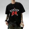 European and American men's summer dark warrior letter print comfortable and breathable round neck T-shirt outdoor street top