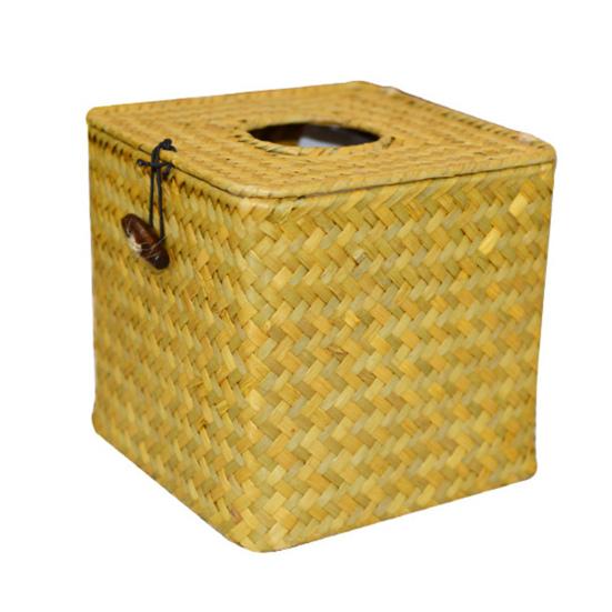 Tissue Box Napkin Dispenser Large Capacity Design Easy to Use Decorative Straw Woven Napkin Box Holder Desk Ornament